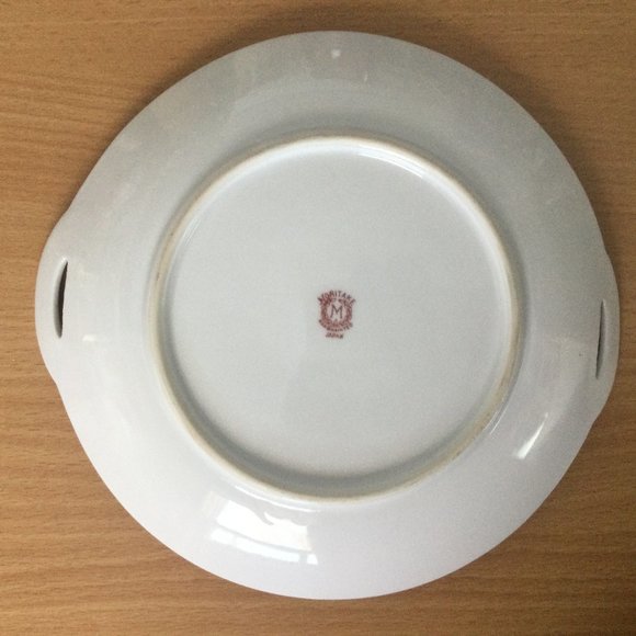 Vintage hand painted plate handled Noritake red M mark floral - Picture 3 of 3